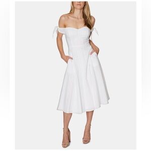 Eyelet Off-the-Shoulder Midi Dress